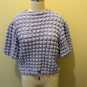 Textured Purple Short Sleeve Sweater